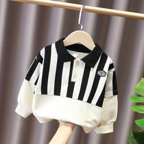 Small children thick clothes clothes men and women children polo shirt 2021 autumn and winter Korean Children Baby base plus velvet coat tide