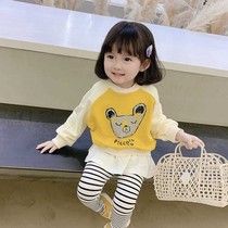 Female baby baby Autumn New Net red Foreign Air girl two-piece sweater small children cute cartoon spring and autumn suit