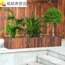 Anti-corrosion wood box fence rectangular flowerpot balcony seed pot multi-meat special clearance flower trough extra large