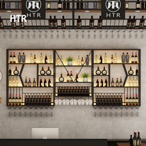 Wall wine rack storage rack restaurant wine cabinet display rack clean bar wrought iron Red Wine Rack Bar Bar Bar Bar wine cabinet wall hanging