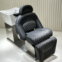 Electric hair wash bed can be lifted and rotated barber shop Japanese flush bed net red hair salon semi-reclining head therapy hair bed