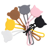 Hot-selling high-quality silicone cute cartoon animal shape winding device rubber band wire manager 6 colors a pack