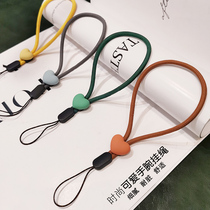 Mobile phone lanyard short adjustable wrist rope lanyard womens high-end cartoon love pendant hand-woven wrist
