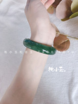 Natural Tangling jade green bracelet female jade color flat strip 15mm girl jade bracelet with certificate Tanabata gift