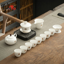 Kung Fu Tea Set Gift Box Light Luxury Home Set White Porcelain Tea Tea Tea Household Simple Ceramic Cover Bowl Tea Cup