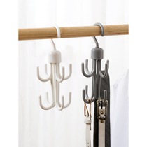 Double-layer eight-claw adhesive hook hanger rotating scarf rack silk scarf rack leather belt tie storage rack