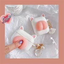 Stereo cat ears cute apple milky white AirPods1 Bluetooth headset 2 generation protective cover pro3 for pinching peach Japanese and Korean soft shell shell pendant West Antelope