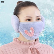 Ladies lace ear protection warm two-in-one fashion ear wrap earmuffs winter ear warm cold and dustproof riding mouth earmuffs