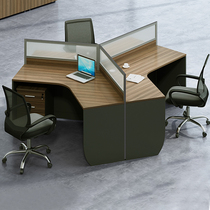 Office Station Corner Employee Office Computer Desk Trio Combined Profiled Desk 6 People Position L Screen Position