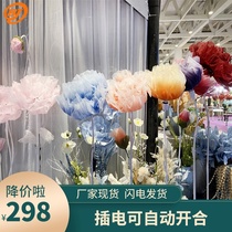 Baijie wedding hall props new wedding road introduction machinery open flower mesh flower layout on-site decoration layout