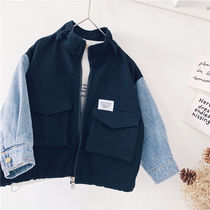 Childrens clothing boys  jackets tide foreign style childrens spring and autumn clothing 2021 new childrens baby Korean version of the tooling top tide