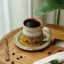 Aki ｜ Pure hand - made retro - grade ceramic cup high - grade ceramic cup cup with hand - made coffee cup set
