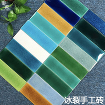 Kiln becomes long brick ice crack brick dark green retro bar kitchen homestay handmade brick bathroom full ceramic wall tile
