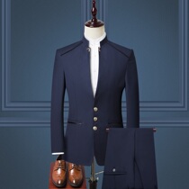 Zhongshan suit suit mens youth slim suit suit suit Chinese wedding dress banquet Chinese style three-piece Tang suit