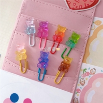 Korea ins girl hand book accessories soft candy bear cartoon cute hand account paper clip bookmark paper clip