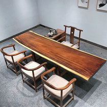 Solid Wood Large Plate Tea Table Desk Hu Peach Wood Desk Log Tea Desk Painting Case Table And Chairs Combine New Chinese Furniture