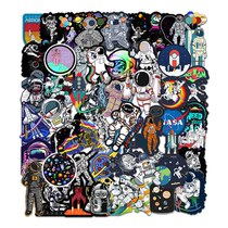 50 Astronaut Space Station Cartoon Stickers Helmets Lunar Rocket Space Trolley Box Notebook Graffiti Stickers