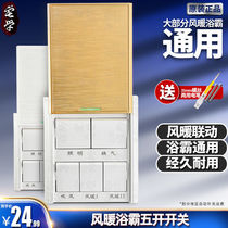 Applicable Cherry Blossom Switch Panel Five open Heating 4 open lights warm cover Universal bathroom waterproof opening