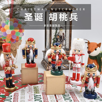 European Nutcracker soldier room living room decoration wooden toy puppet small decoration pendant Christmas hanging decoration