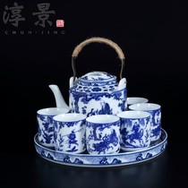 Jingdezhen ceramic tea set Household living room ghost millet tea cup Chinese style teacup tea tray tea pot set
