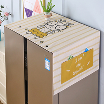 Cotton linen refrigerator dust cover single double door drum washing machine protection top waterproof sunscreen dustproof multi-purpose cover towel
