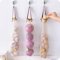 Portable fruit and vegetable storage mesh bag portable handle kitchen multifunction hollowed-out breathable garlic onion hanging bag
