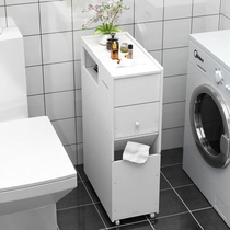 Toilet storage cabinet with trash can waterproof storage rack floor-to-ceiling toilet side cabinet narrow bathroom locker