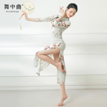  Chinese style classical dance elastic printing thin cheongsam dance clothing Chinese dance practice clothing National performance Cheongsam