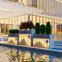 Hotel outdoor flower box wrought iron solar LED lighting combination Sales department courtyard outside fence partition flower bed