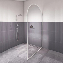 Lingli bag delivery new white arc top screen dry and wet separation partition tempered glass shower partition