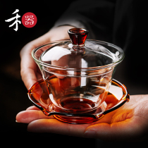 Taiwan Weaver Pure Handmade Heat-resistant Glass Three Cai Cup Tea Cup Cover Bowl Tea Bowl Tea Bowl Cup Tea Cup Cup Tea Maker