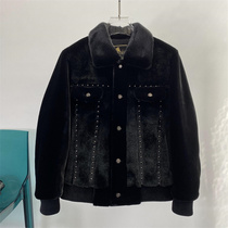 Fur coat mens mink coat 2022 new rivet short - cut fur - leather fur jacket