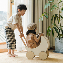 AngelNaco childrens walker baby can sit male treasure girl anti-rollover o-leg 2021 wooden start car