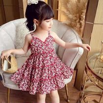 Girls floral dress summer 2021 new foreign style little girl sundress Chiffon beach childrens princess dress