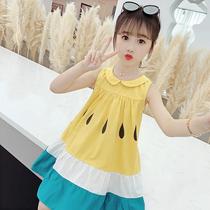 Net red girl dress 2021 new Korean version of the foreign style little girl middle child summer princess skirt childrens clothing