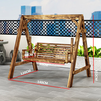 Santa Ferro Outdoor Autumn Thousands Carbonated Wood Hanging Chair Home Interior Hanging Basket Chair Outdoor Patio Solid Wood Double Swing