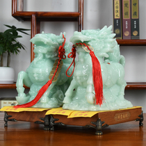 Xiangrui Kirin ornaments a pair of fortune handicrafts Jade precision home living room office elders to send gifts