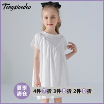 Girls dress summer 2021 new western style thin section childrens summer pure cotton white little girl princess skirt
