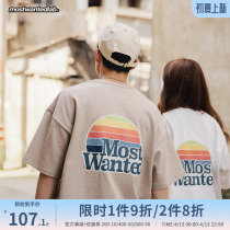 MostwantedLab Four Weeks Custom Rainbow Printed T-Shirt Male Loose New Frontier Cotton Couple Short Sleeve MWTD
