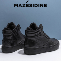 European Grand Prix brand mens shoes high thick mens sneakers black leather sneakers men at the state casual shoes plus Velvet