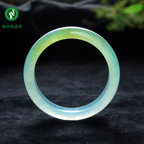 Live special shot Myanmar natural ice species yellow plus green floating flower jade bracelet jade bracelet with certificate identification