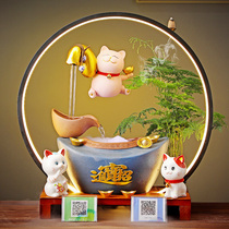 Creative new shop opening gift box Zhaojia cat back incense burner feng shui water flow device custom lamp ring home furnishings