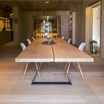Nordic solid wood Wrought iron desk Creative designer dining table Conference table Industrial style computer bar long table
