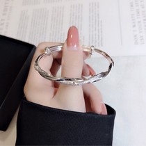 Hong Kong Zhengsheng sterling silver s999 foot silver new twist pattern push-pull bracelet female simple personality temperament wild student tide