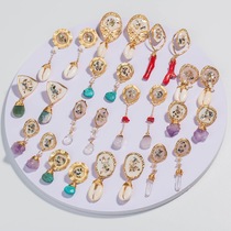 Geometric earrings womens 2021 new trendy color anti-shell earrings design sense of high-end summer earrings earrings