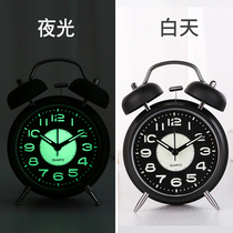 Large alarm bell charging small alarm clock silent bedside luminous student cartoon children creative bedroom time table