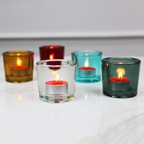 European simple candle holder ornaments Transparent color thickened glass household romantic small candle cup table decorations