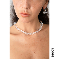 Loops Shop Necklace Women Advanced Design Sensation Niche Holiday Wind Neck Chain Light Lavish Transparent White Crystal Lock Bone Chain