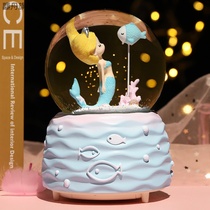 Creative new princess crystal ball music box Mermaid love floating snow with light to send girls children student lover TZ