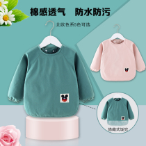 Baby waterproof coat children long sleeve child solid color baby eating bib anti dirty clothes painting apron anti dressing
